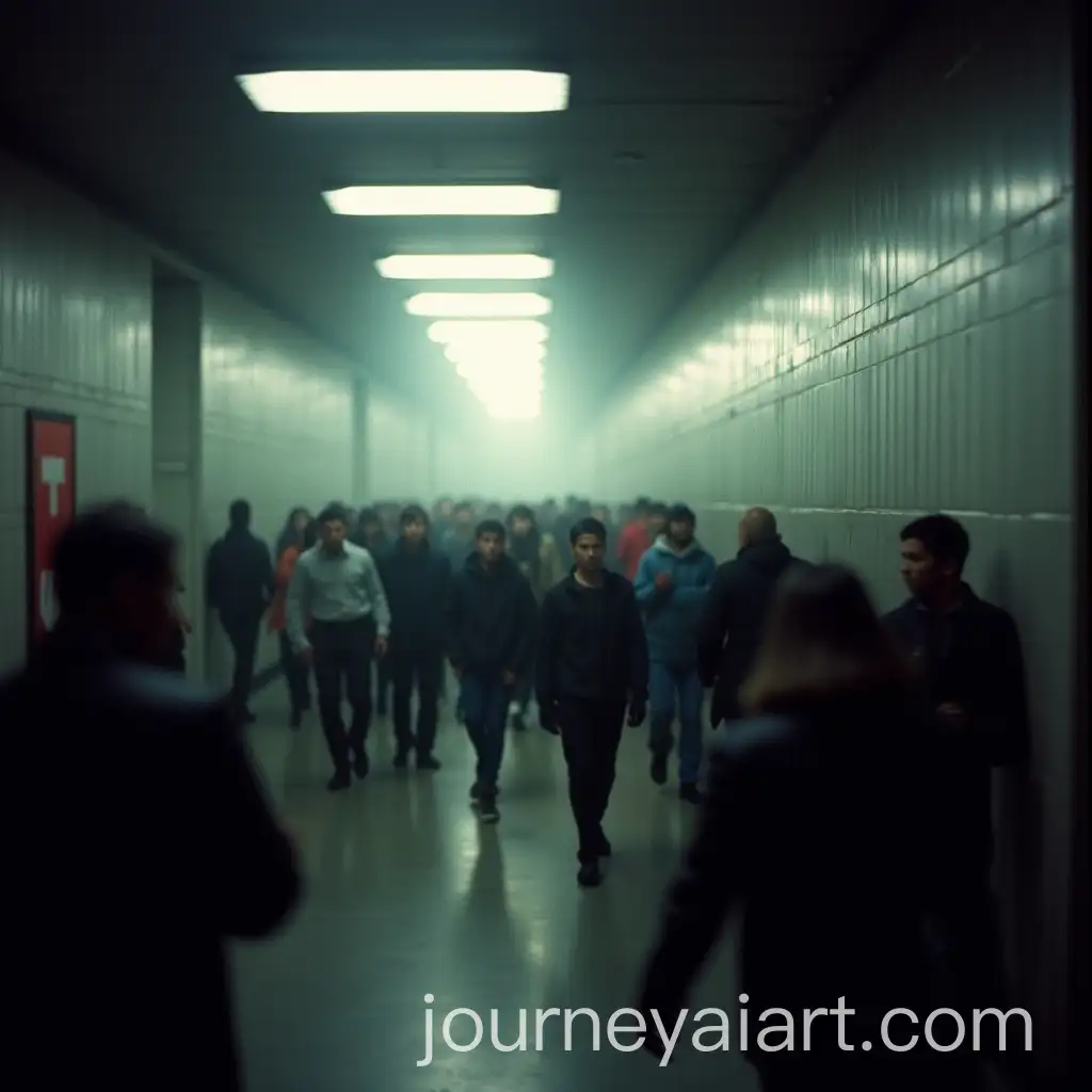 Crowd-Emerging-from-Underpass-in-Long-Exposure-Photography