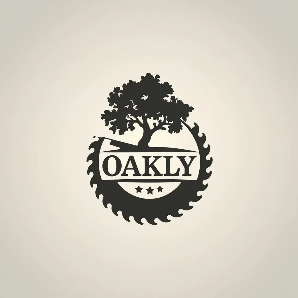 LOGO Design for Oakly Saw Blade Oak Tree Theme with Clear Background