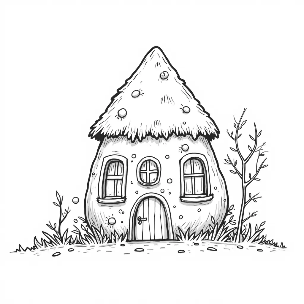 Whimsical-Fairy-House-Shaped-Like-a-Giant-Carrot-Cute-and-Colorable