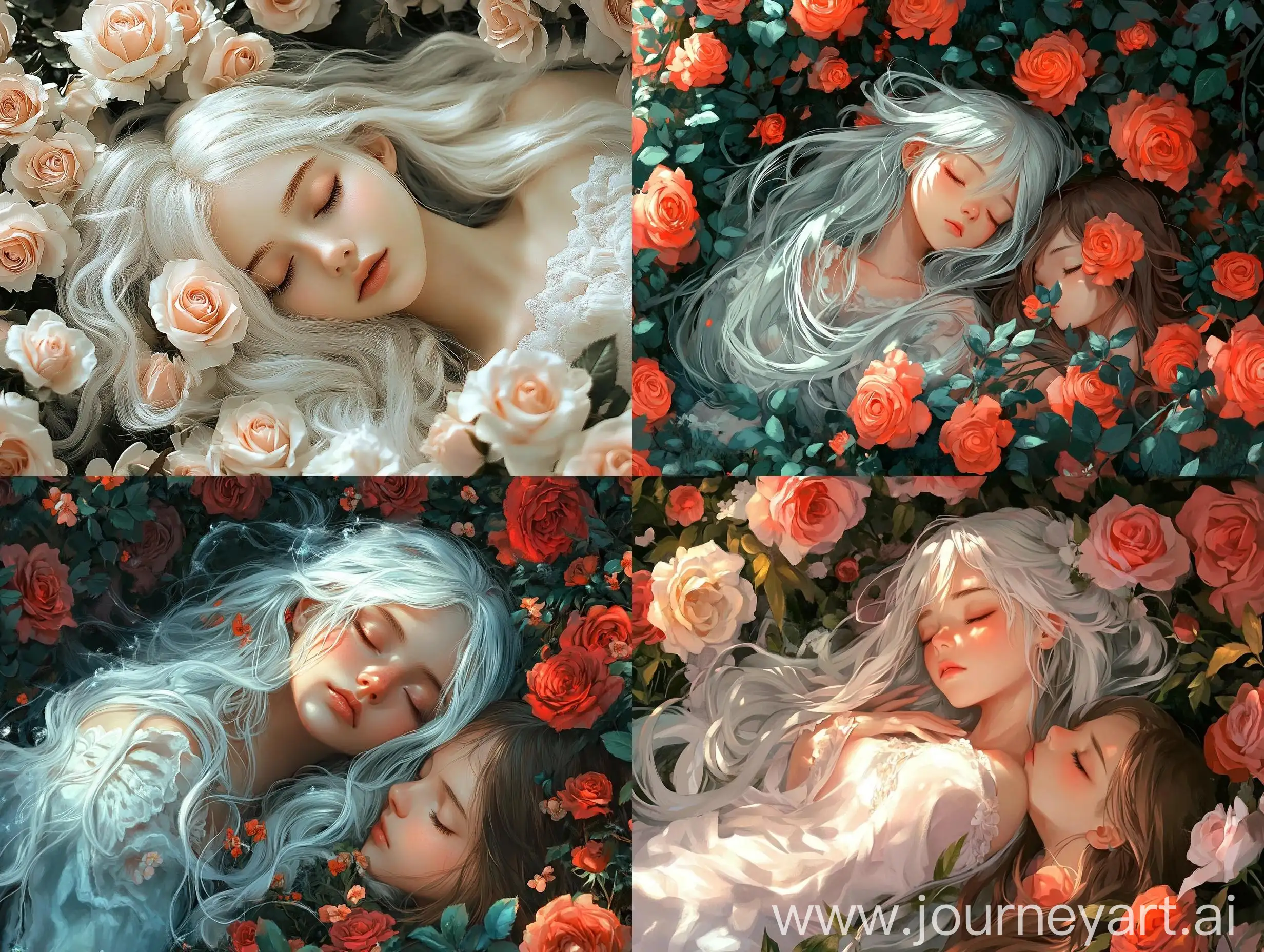 Divinely-Beautiful-Girls-Asleep-in-a-Bed-of-Roses