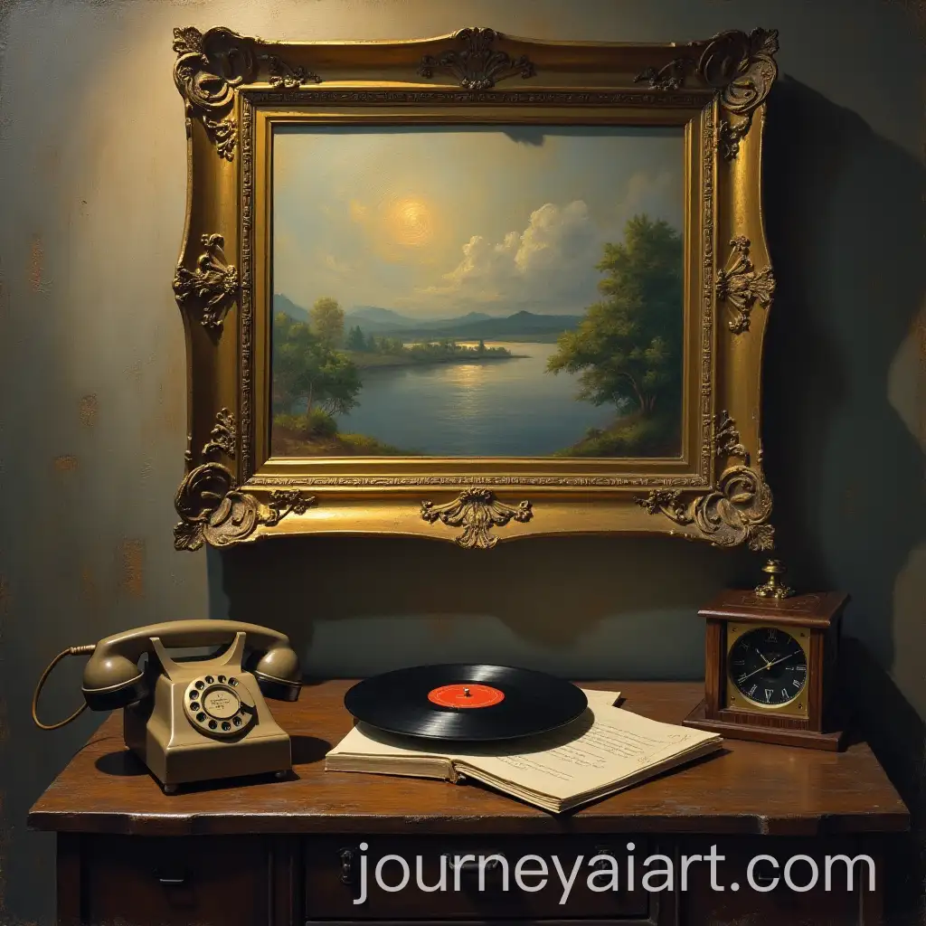 Vintage-Still-Life-with-Rotary-Telephone-and-Vinyl-Record-in-Smoky-Room