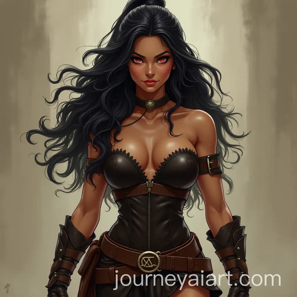 Immortal-Warrior-Dianna-with-Fiery-Red-Eyes-and-Leather-Armor