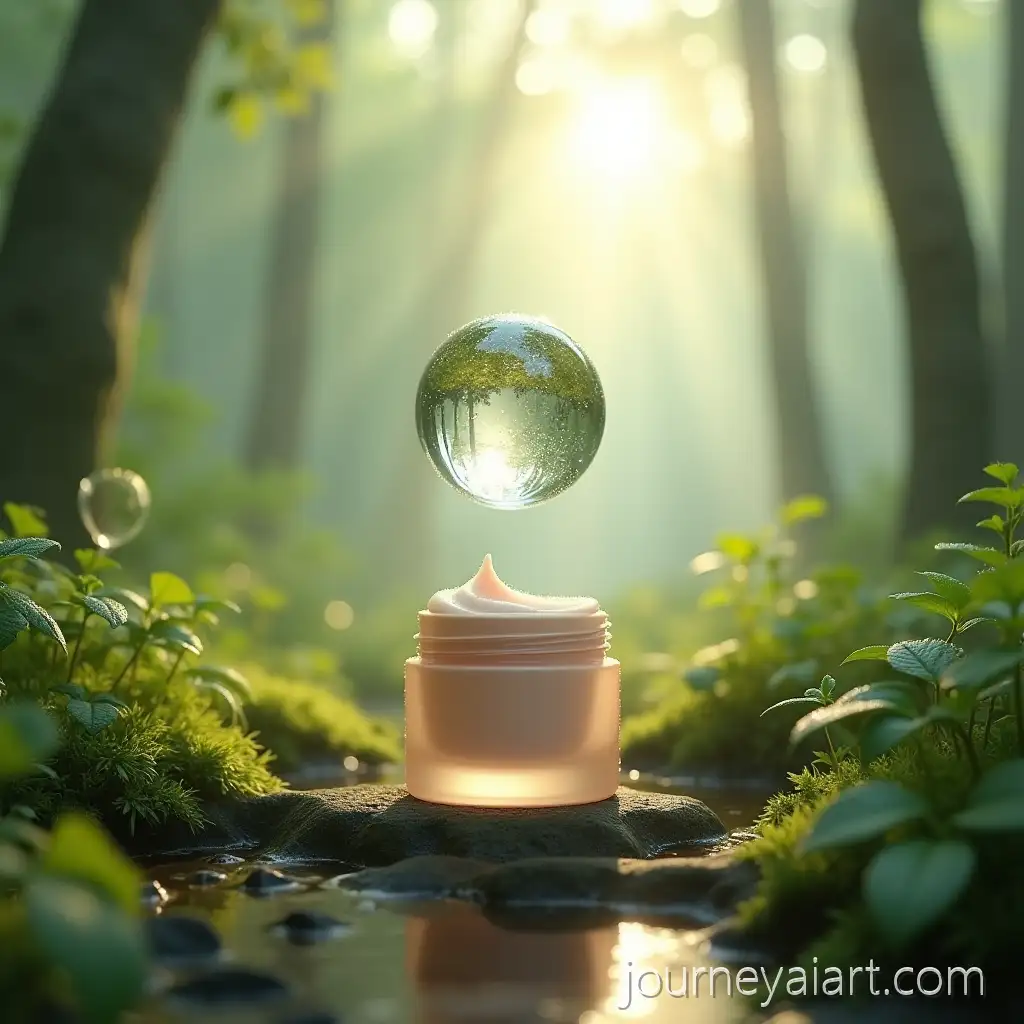 PastelToned-Probiotic-Face-Cream-in-Misty-Forest-with-Botanical-ElementsProbiotic-Face-Cream-Render
