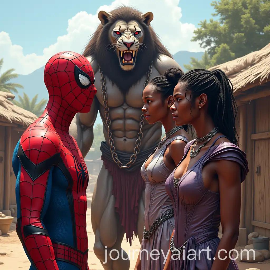 Worried-African-Mother-Talks-to-SpiderMan-with-Futuristic-Girlfriend-and-Ghost-Woman-in-Village