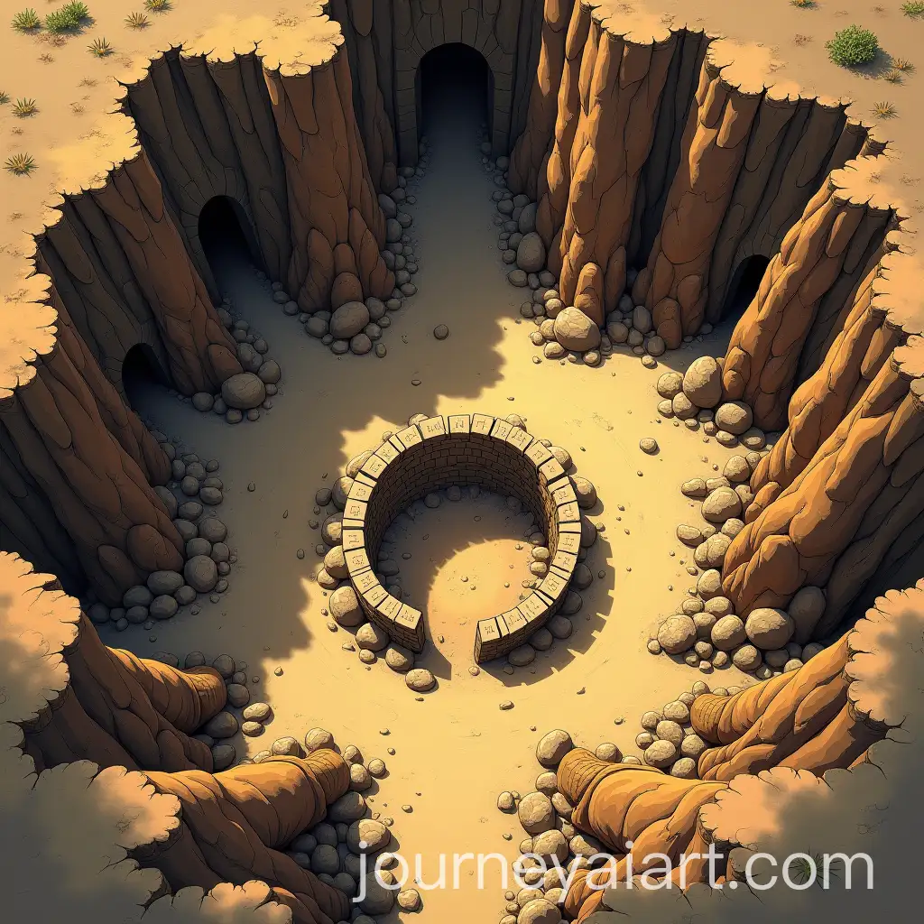 Orc-Camp-Battle-Map-in-Rocky-Desert-Biome-with-Sunken-Arena