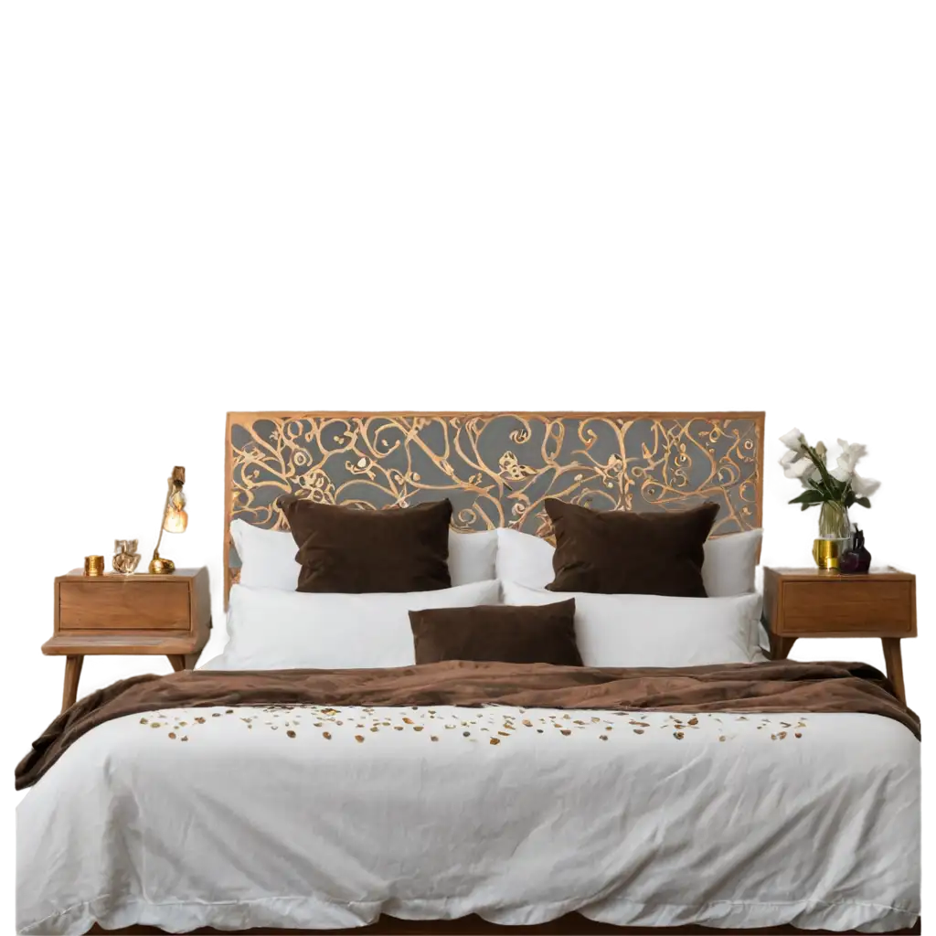 Elegant-Bed-with-Decorated-Environment-PNG-Enhance-Your-Design-Projects-with-HighQuality-Visuals