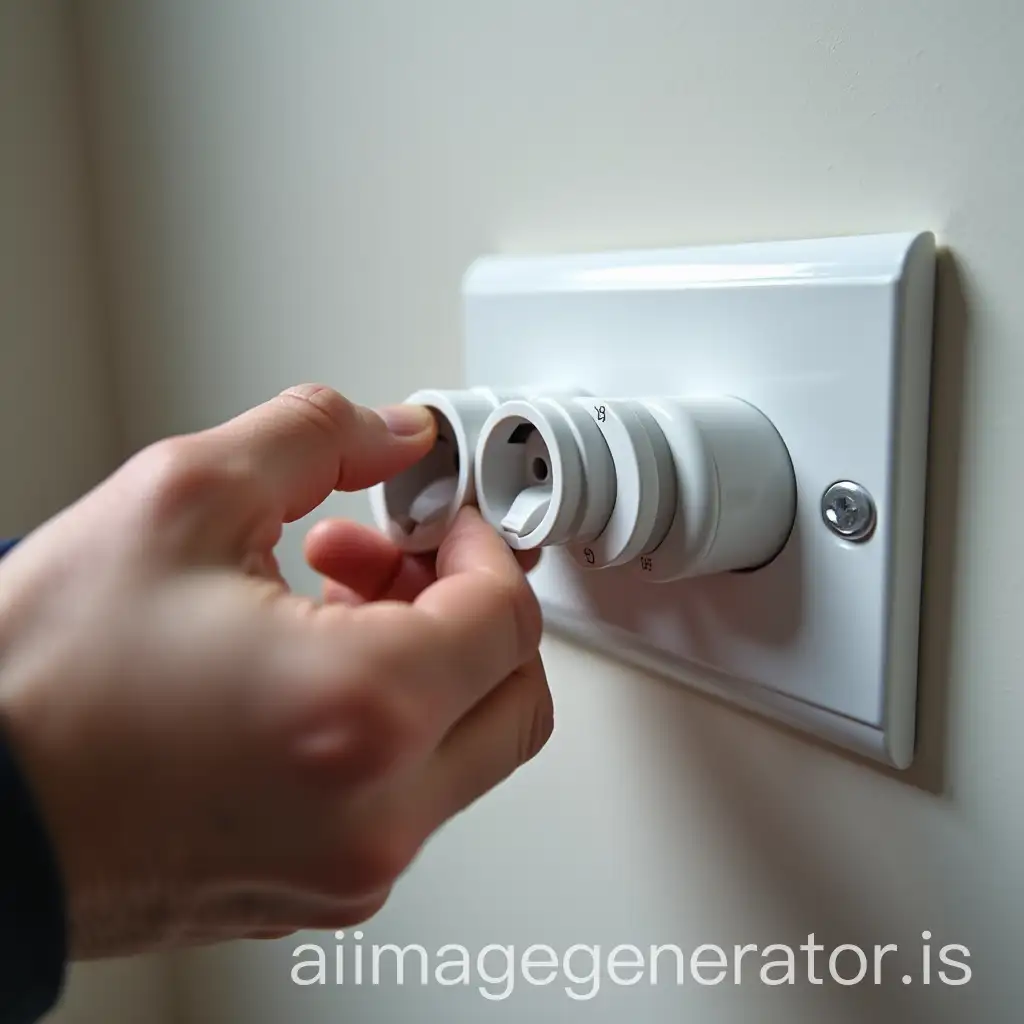Person placing a triple contact in outlet for more efficiency