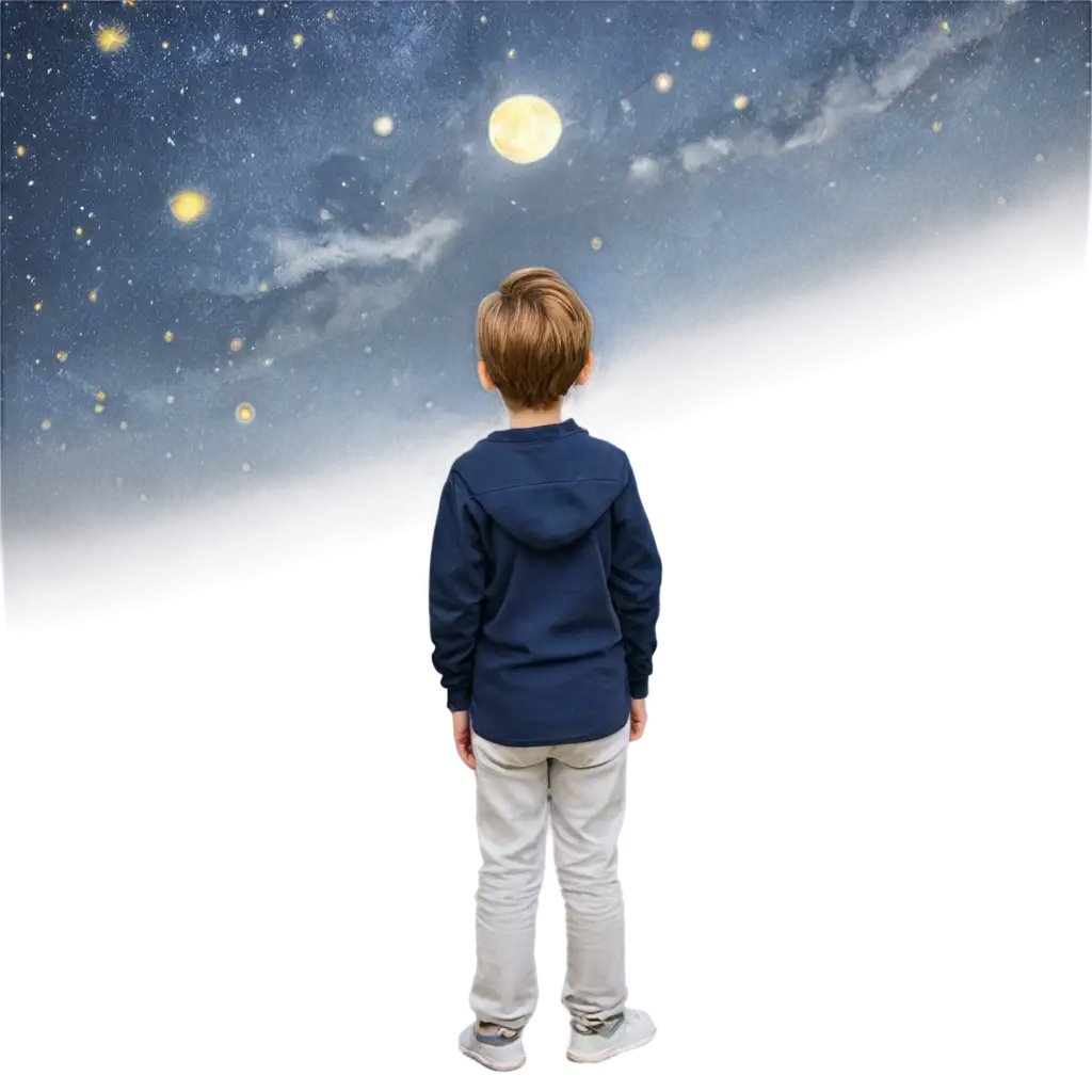 Starry-Night-Sky-with-Sunflower-PNG-Image-Captivating-View-of-a-Boy-Gazing-at-the-Celestial-Beauty