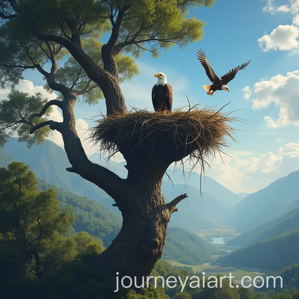 Majestic-Eagles-Nest-with-Sky-View-and-Feather-of-Flight