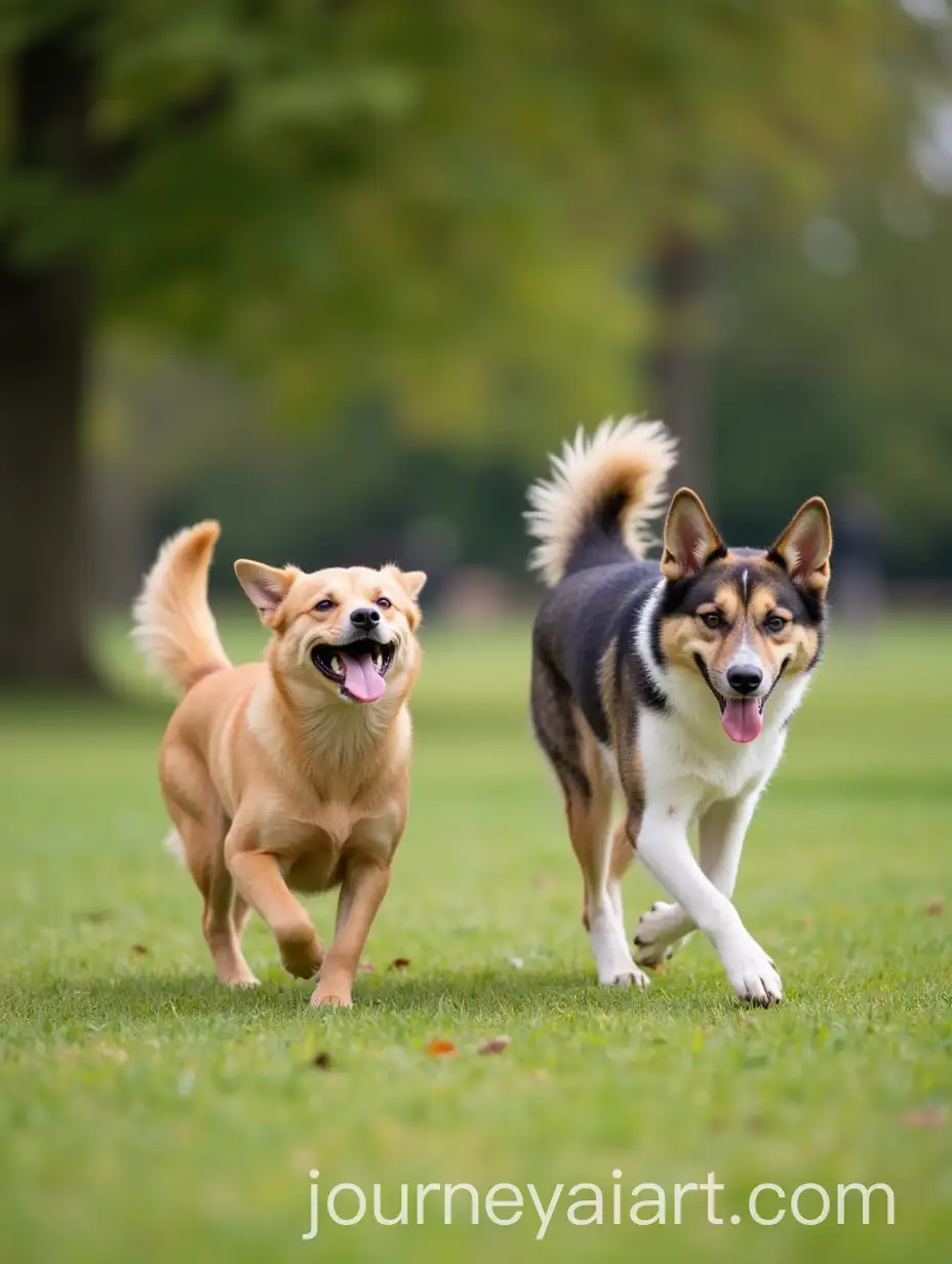 Dogs-Playing-in-the-Park-on-a-Sunny-Day