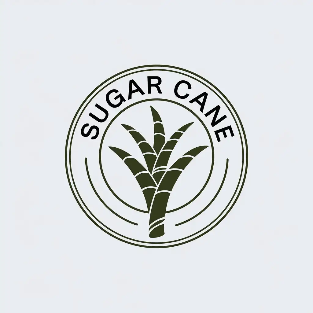 a vector logo design,with the text "sugar cane", main symbol:sugarcanes, round,,Minimalistic,be used in farm products industry,clear background