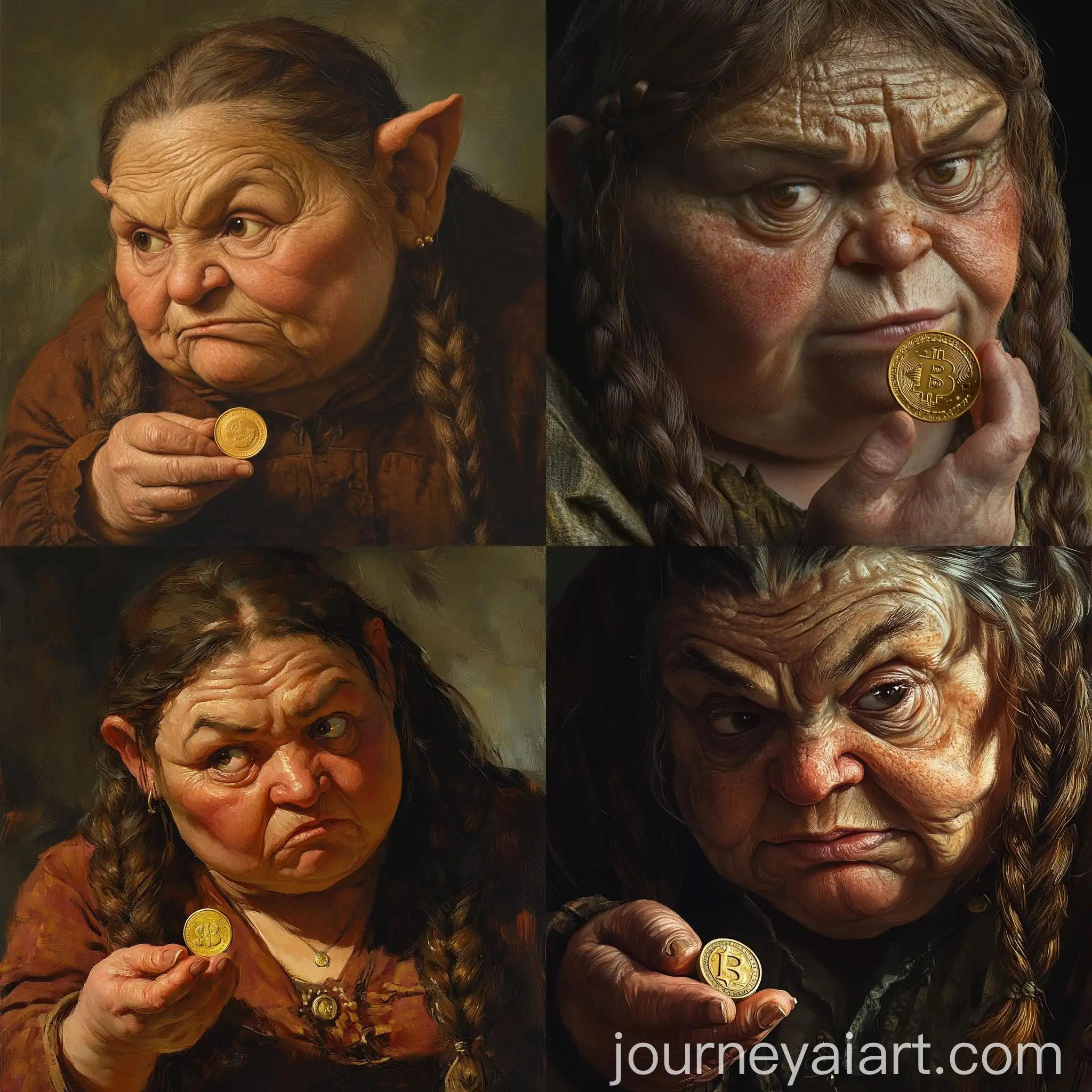 Middleaged-Female-Dwarf-Examining-a-Gold-Coin