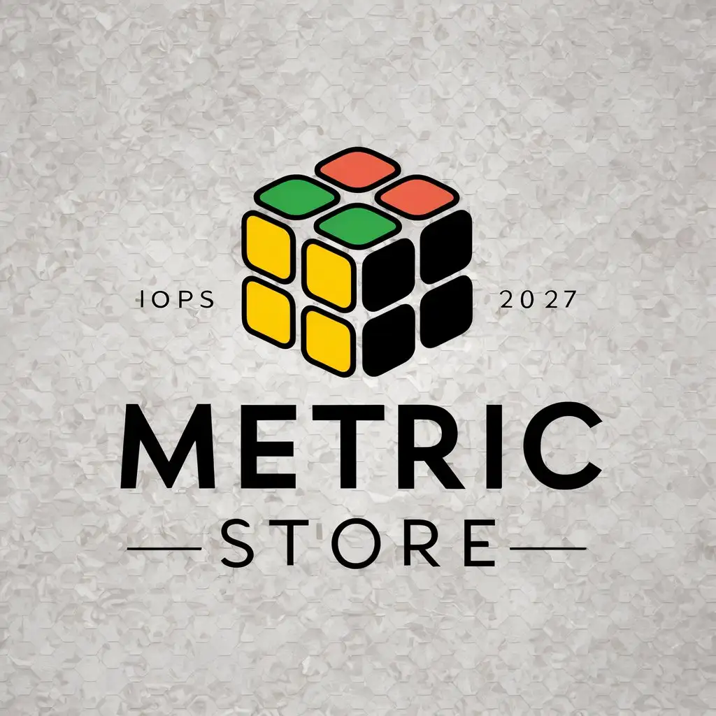 a vector logo design,with the text "metric store", main symbol:rubik's cube,Moderate,be used in Internet industry,clear background