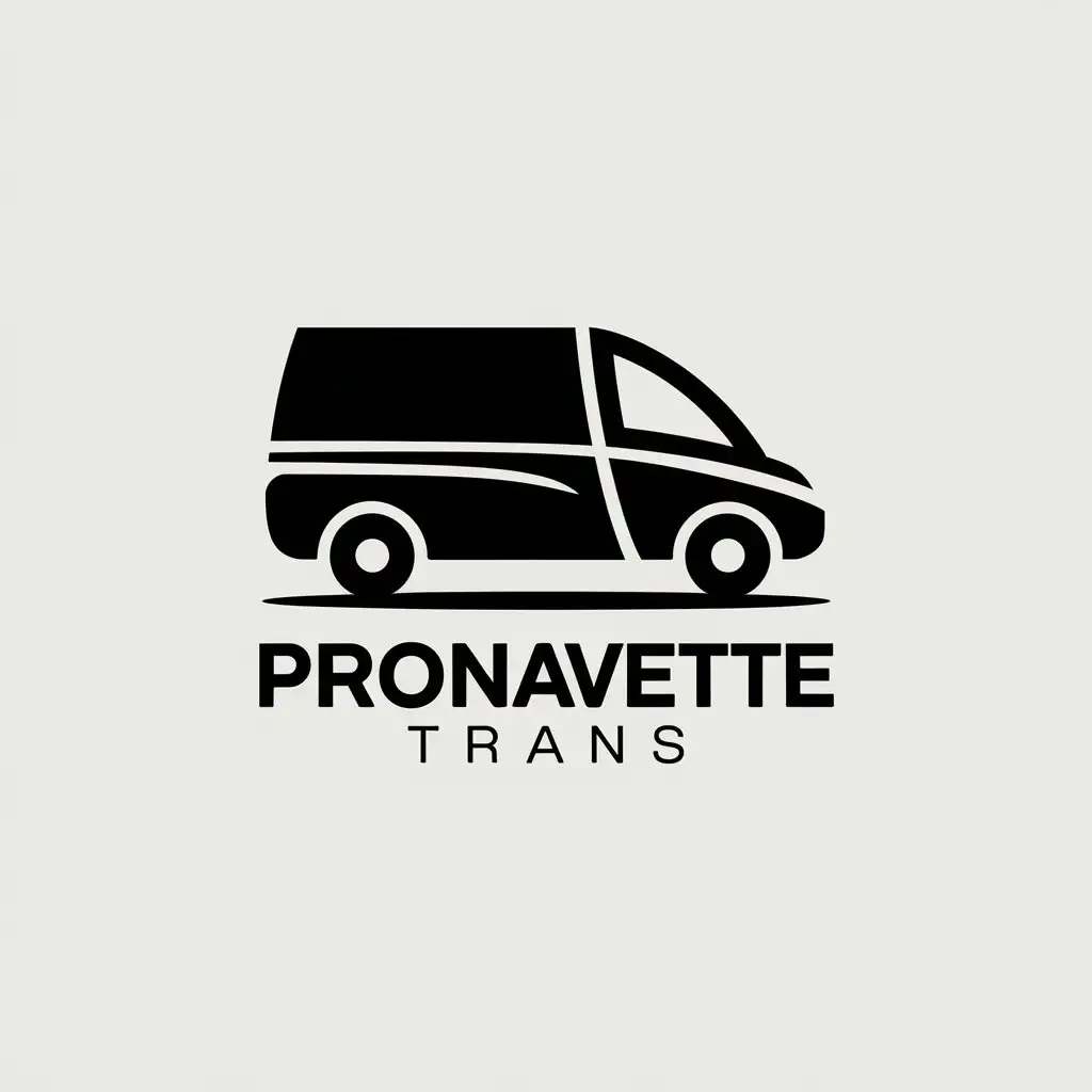 LOGO Design for PRONAVETTE TRANS Sleek Stylized Van in Minimalist Vector Style for Automotive Transport Services