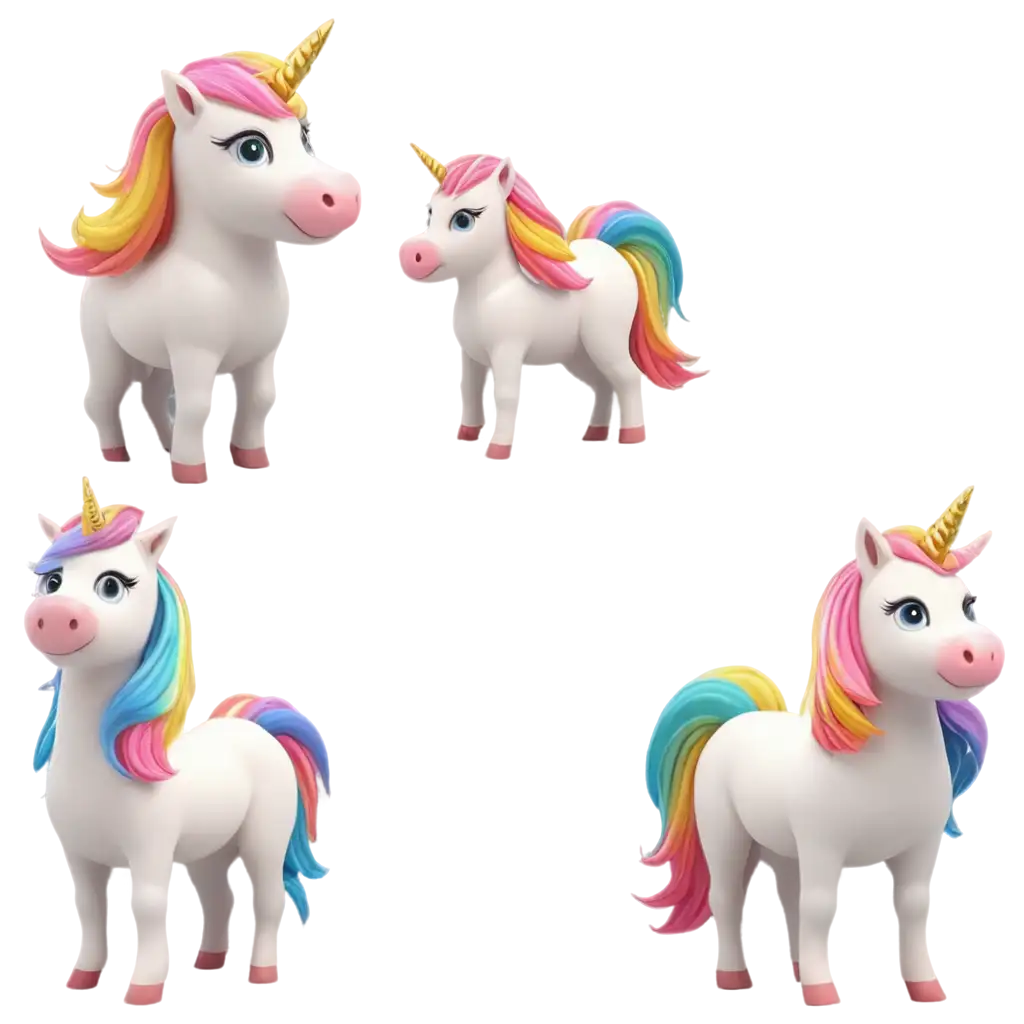 Adorable-PNG-Image-of-a-Cute-Unicorn-in-Kawaii-Style-with-Multicolored-Mane