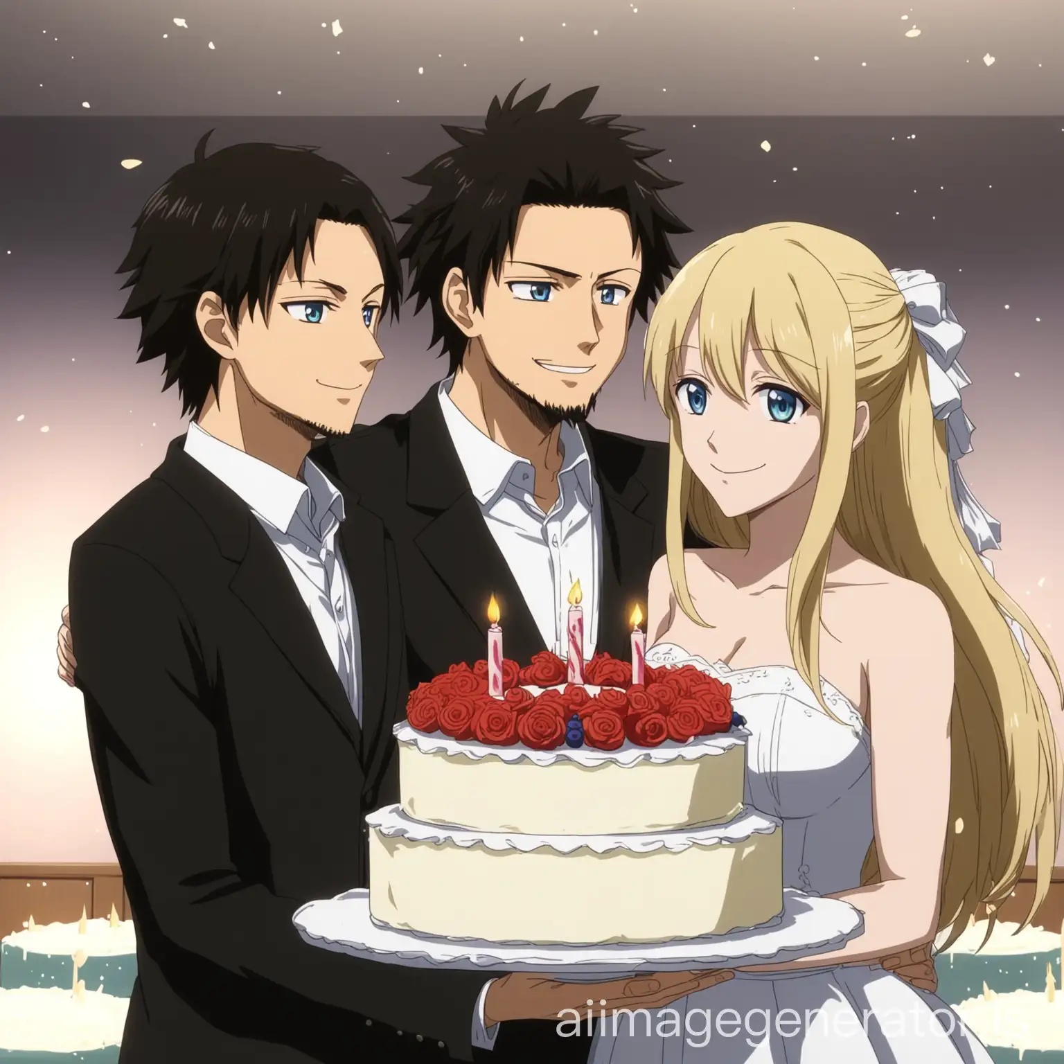 Fianc-and-Fiance-Sharing-Their-Wedding-Cake-in-Anime-Style