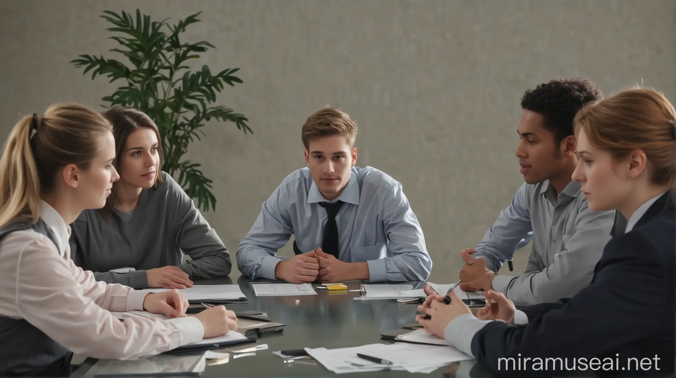 Business Meeting of Adults Around a Table CloseUp Shot