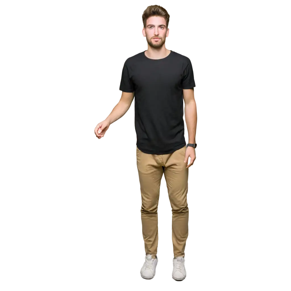 Cool-and-Cute-Male-Model-in-Black-Oval-Neckline-Short-Sleeve-Shirt-PNG-Image