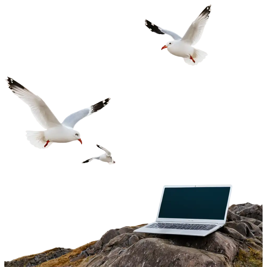 Laptop-on-a-Mountain-with-Seagulls-Flying-Around-PNG-Image-for-HighQuality-Visual-Impact