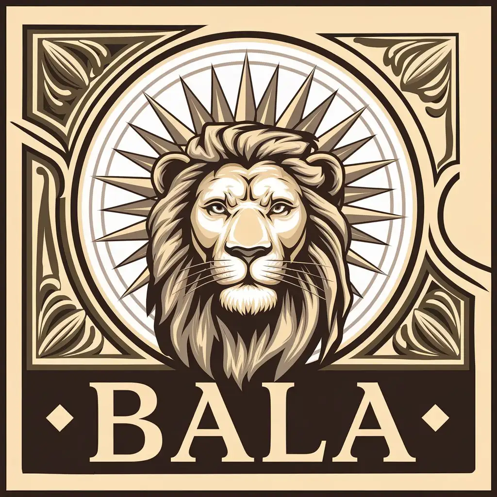 LOGO Design for Bala Vector Design Featuring a Lion and Sun with Classic and Modern Artistic Elements