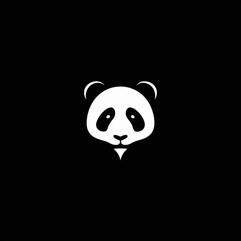 Minimalist-Panda-Head-Logo-Design-on-Black-Background