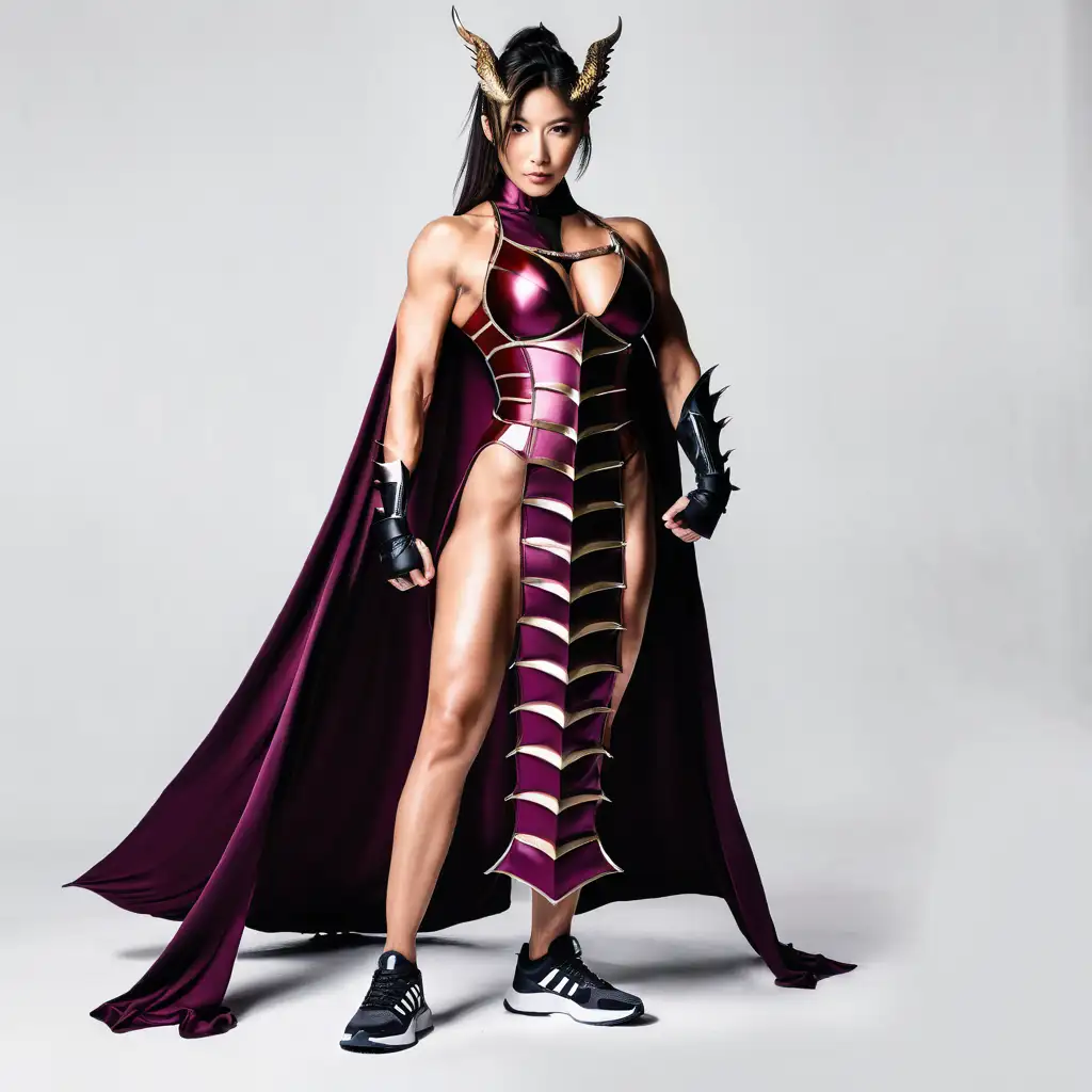 Japanese Woman Bodybuilder in DragonDress Armor