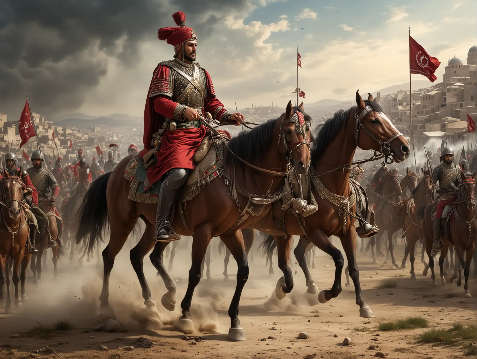 Epic-Ottoman-Empire-Soldier-on-Horseback-in-Battle-Scene