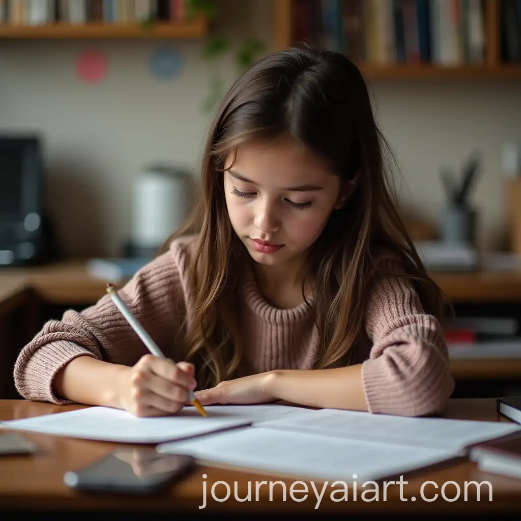 16YearOldAI-Image-Prompt-Expansion-Student-Studying-Her-Lessons-at-a-Desk