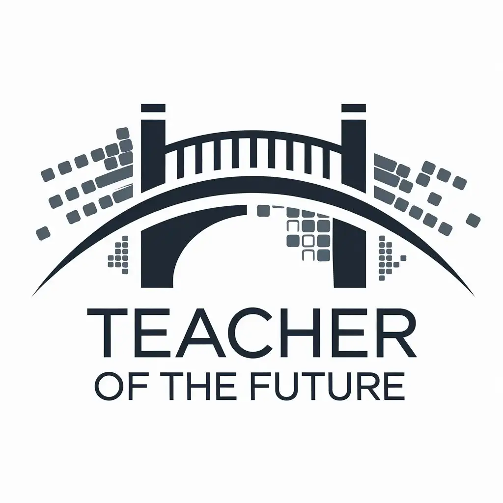 LOGO Design for Teacher of the Future Stylized Bridge Symbolizing Educational Transition with Digital Elements