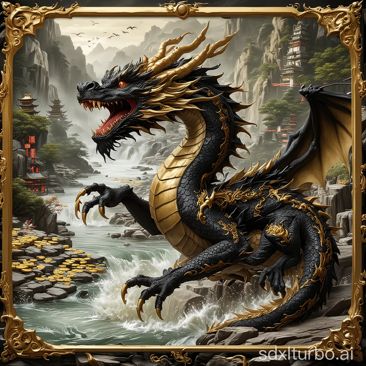 Epic-Battle-of-the-Black-and-Gold-Dragon-on-the-River-with-Mahjong-Ways-Board