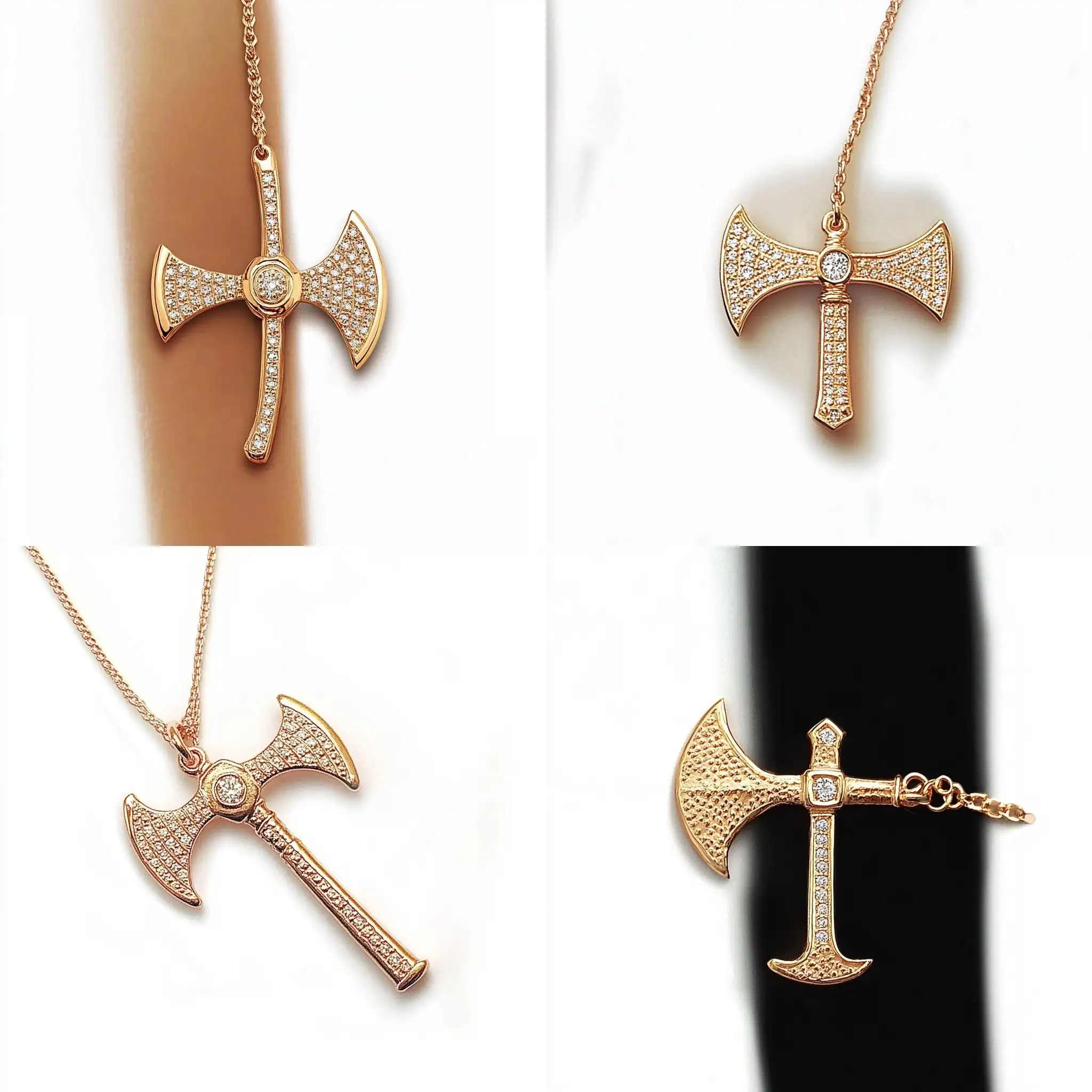 Delicate-Pink-Gold-Bracelet-with-Labrys-Ax-Charm-and-Diamonds