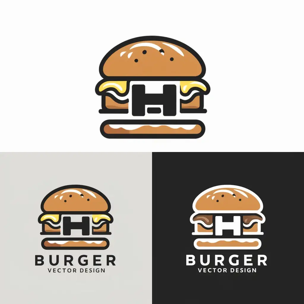 LOGO Design for BurgerH Vector Burger with Letter H for Restaurant Industry