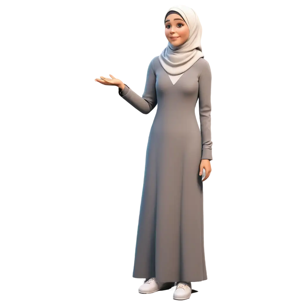 3D-Muslim-Mother-PNG-Image-in-Straight-and-Side-View-HighQuality-Visual-Representation