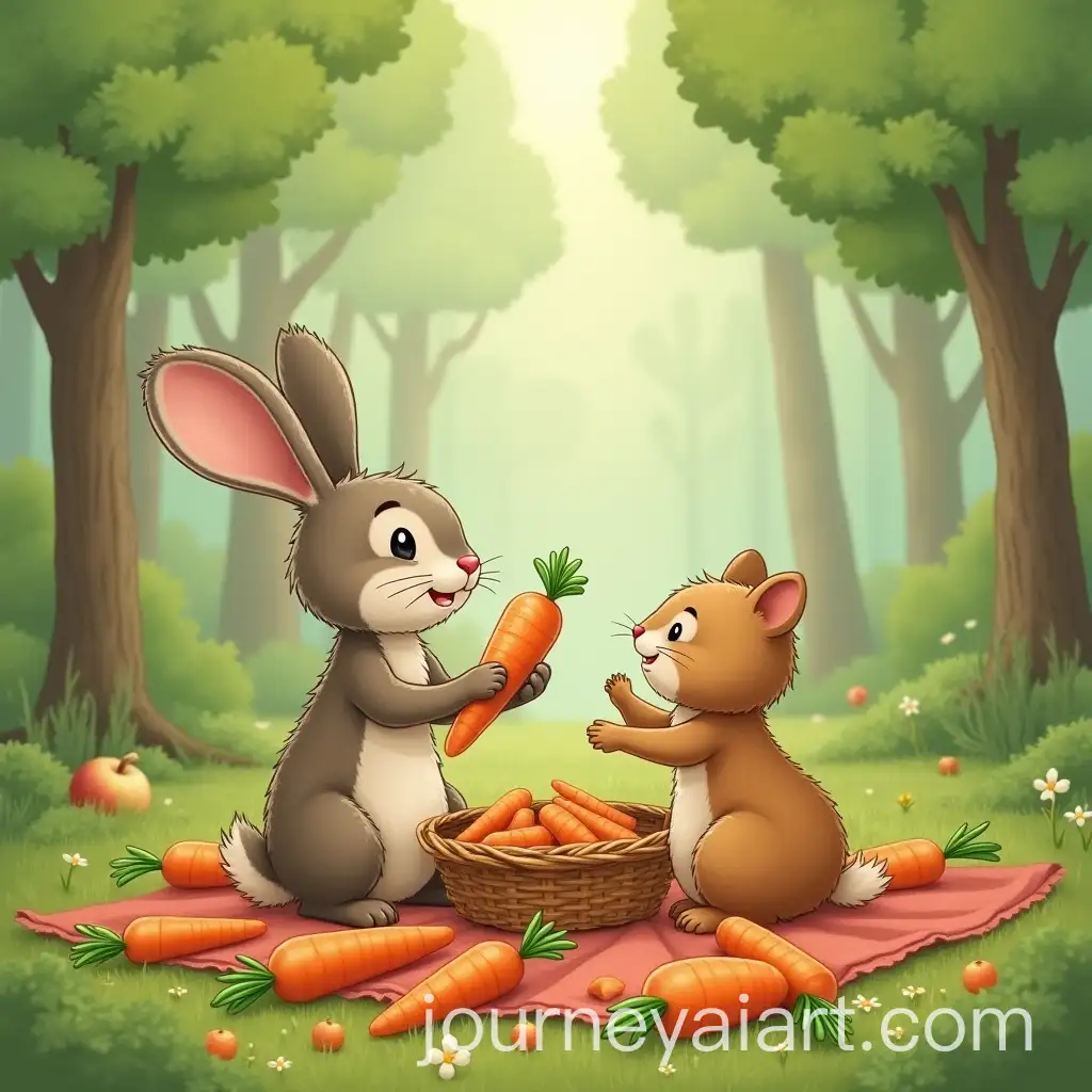 Little-Rabbit-and-Friends-Sharing-a-Picnic-in-the-Forest