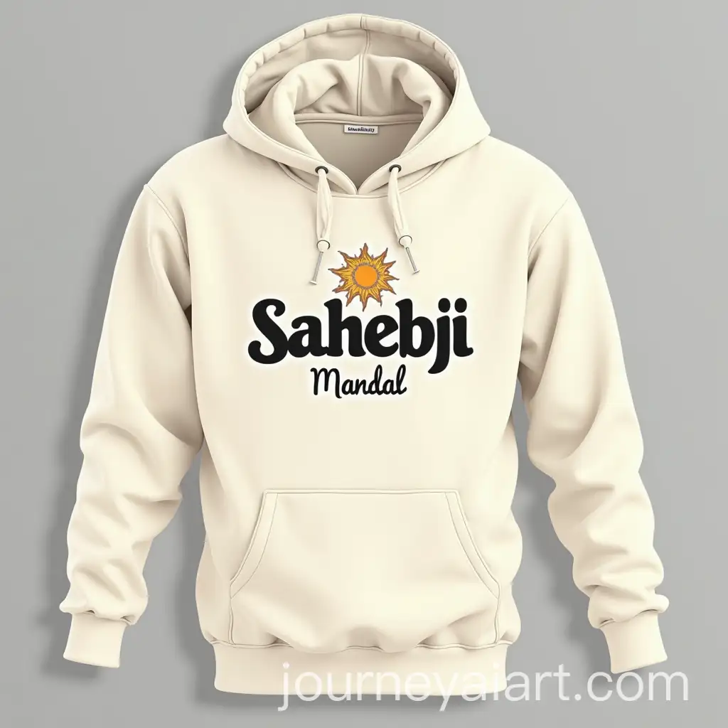 Trendy-Sahebji-Mandal-Logo-Design-on-Cream-Hoodie-for-Youth-Fashion