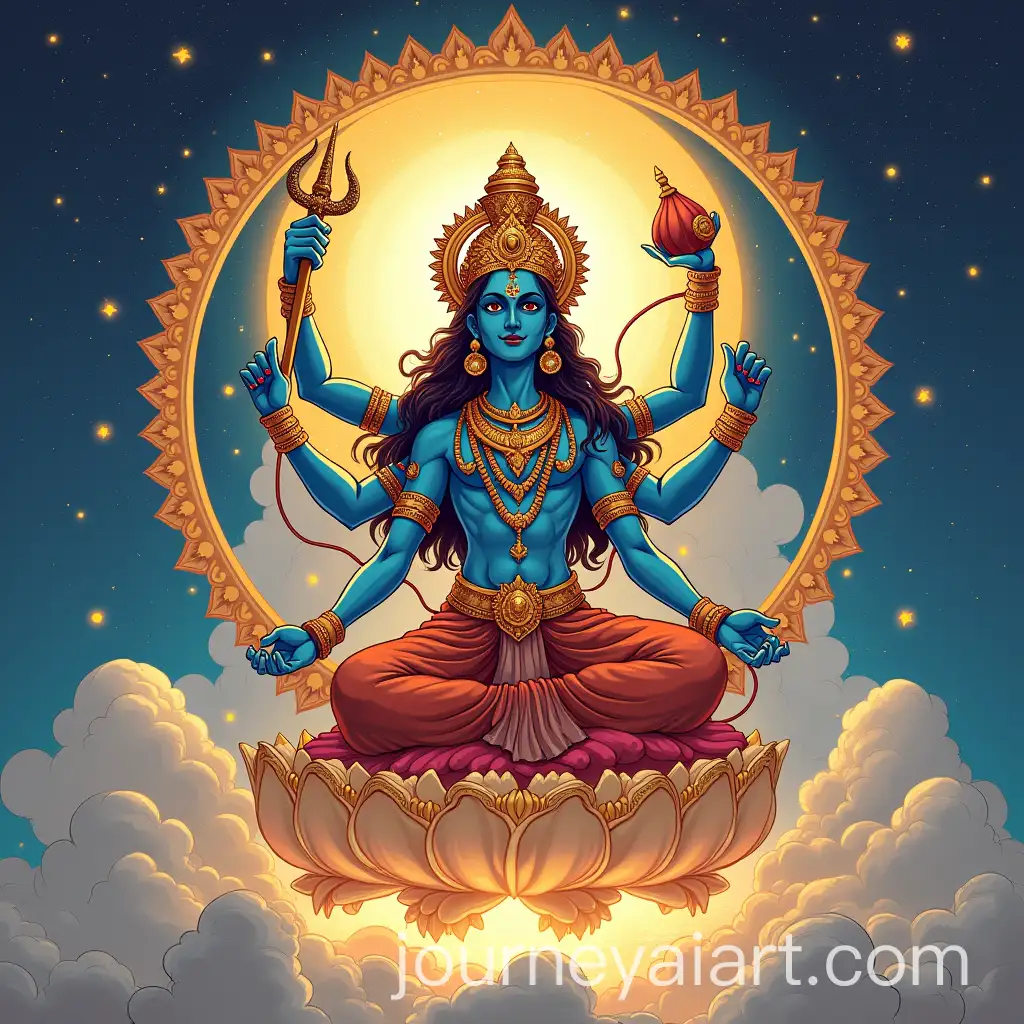 Anime-Illustration-of-Celestial-Lord-Vishnu-with-Sudarshan-Chakra
