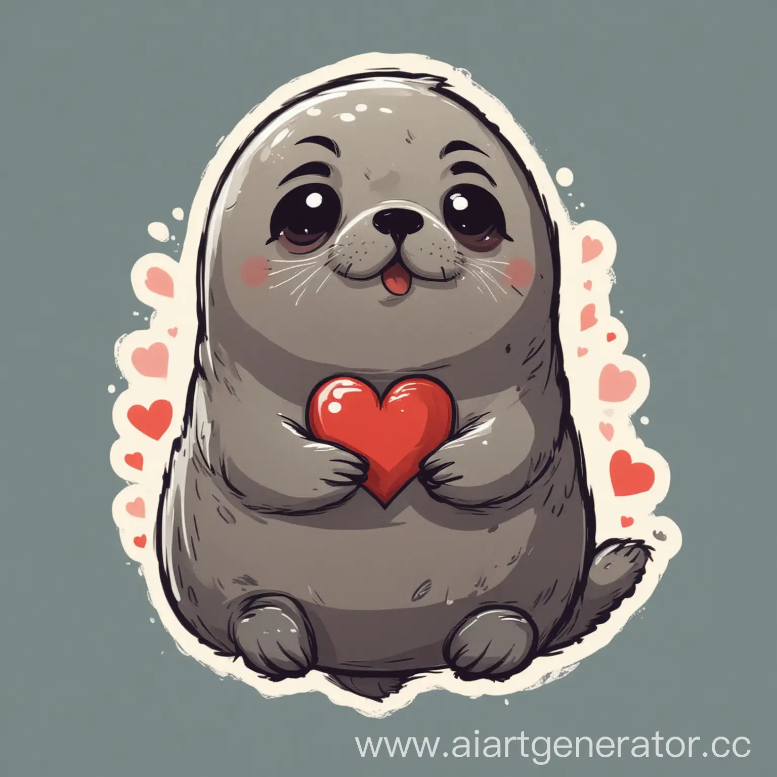 Cute-Cartoon-Seal-with-Loving-Expression-Sticker