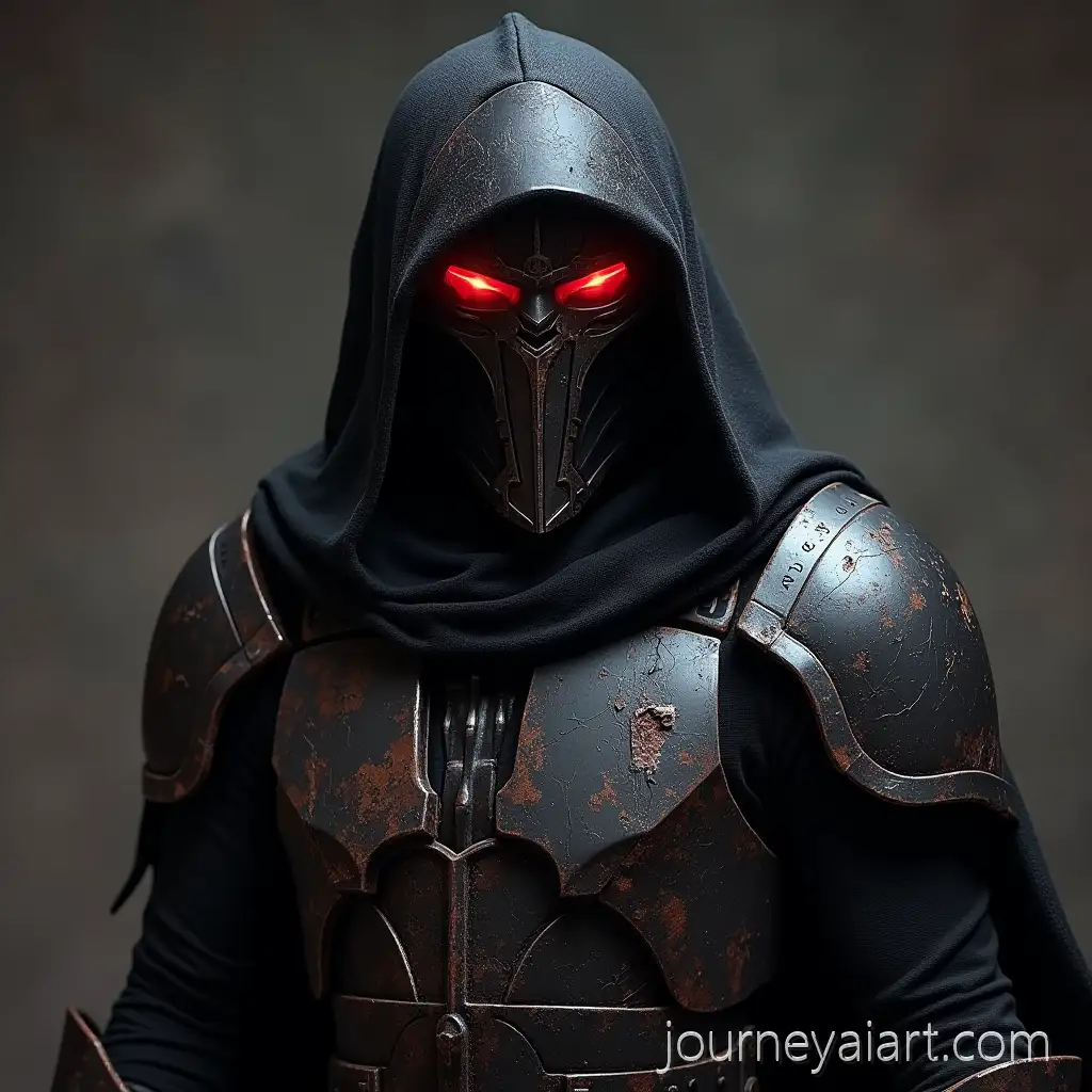 Sith-Warrior-in-Black-ArmorMandalorian-Warrior-in-Jagged-Black-Armor-with-Crimson-Eye-Slits