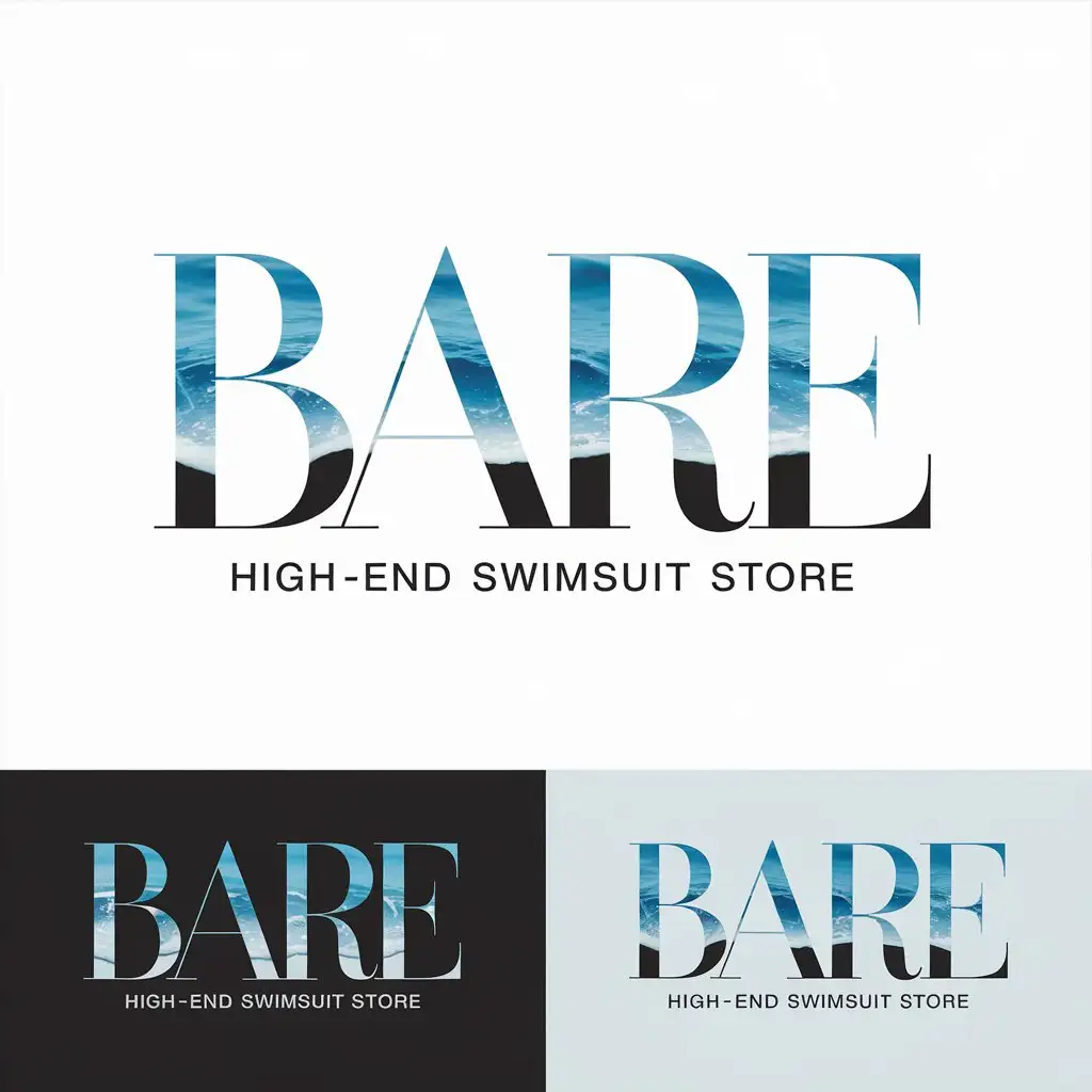 LOGO Design For Bare Modern Minimalist Swimsuit Store Logo in Ocean Blue White