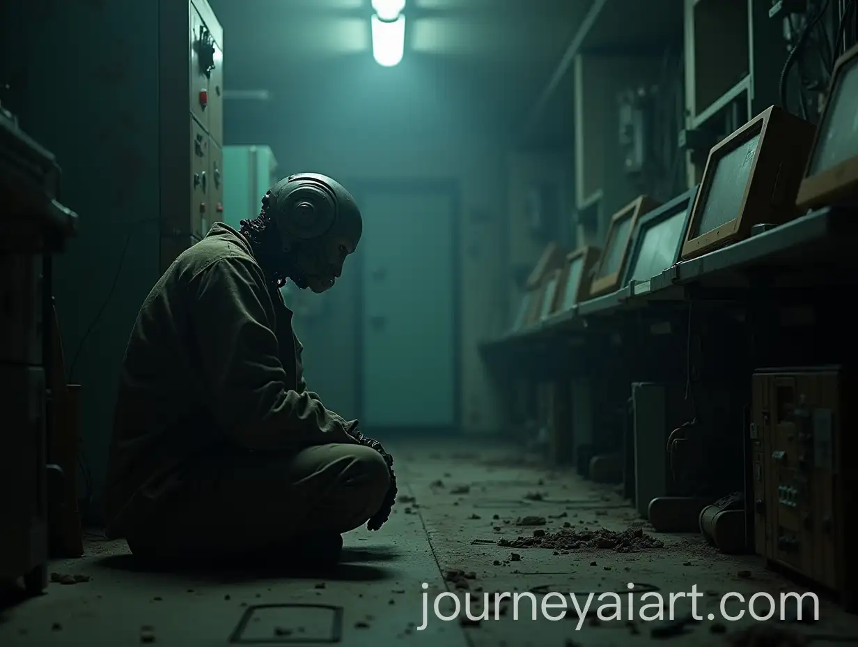 Cyborg-in-a-Decaying-Laboratory-with-Flickering-Monitors