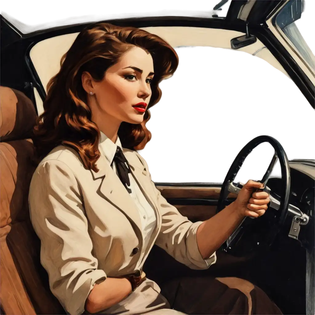 Retro-Style-Woman-Driver-PNG-Image-Perfect-for-Creative-Projects