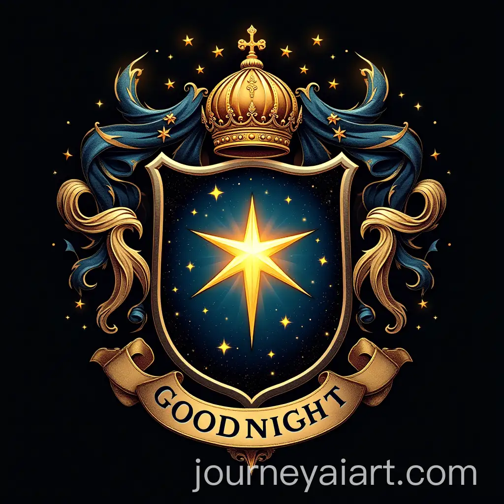 Coat-of-Arms-with-Space-Elements-and-Glowing-Stars-Heraldry-of-Superiority-and-Grandeur