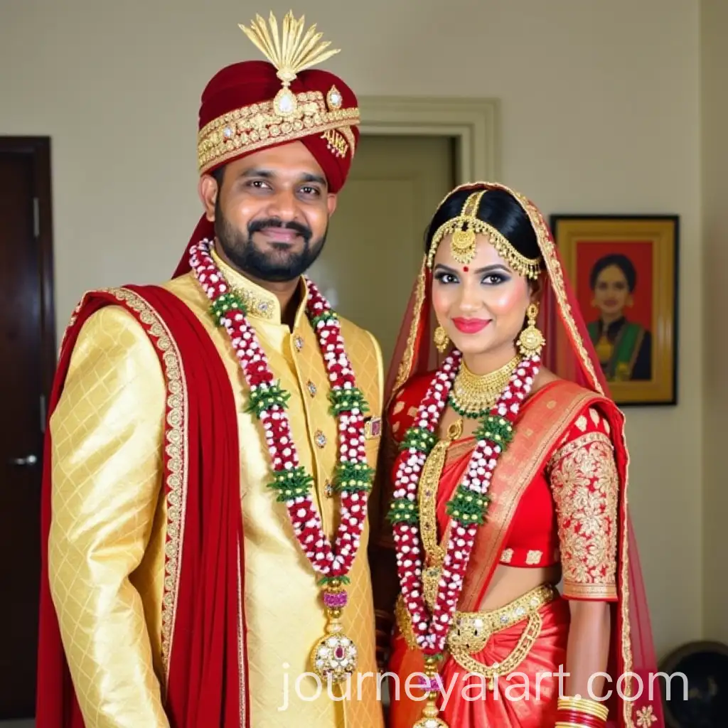 Multicultural-South-Indian-Wedding-with-Bride-and-Groom-in-Traditional-Attire
