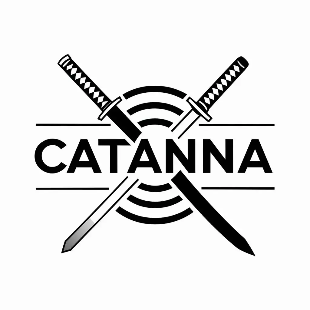 a vector logo design,with the text "CATANNA", main symbol:Japanese sword katana,Moderate,clear background