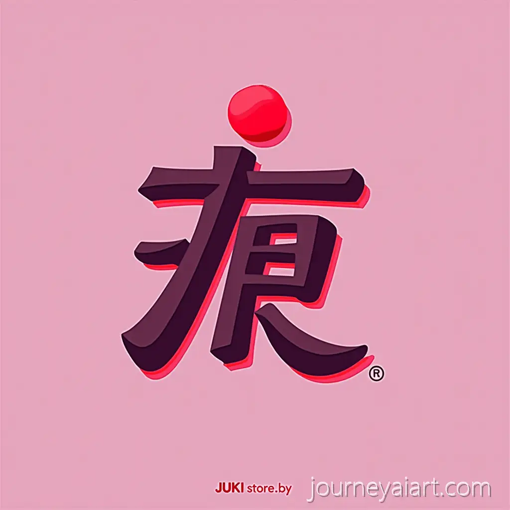 JUKI-Storeby-Stylish-3D-Logo-with-PurpleRed-Lettering-and-Chinese-Background-Characters