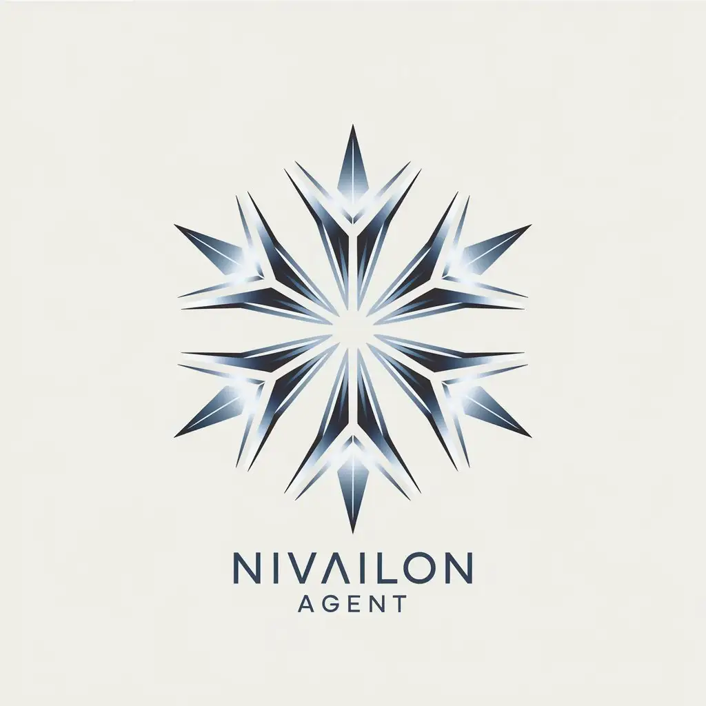 LOGO Design for Nivailon Agent Elegant Crystalline Snowflake in Icy Silver White and Deep Blue