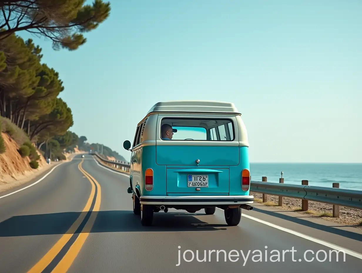 Sea-View-Drive-with-Volkswagen-T2-Bus-Along-Coastal-Road