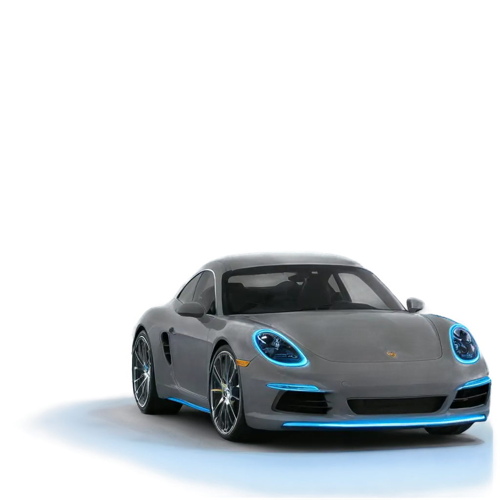 Porche with blue glow neon