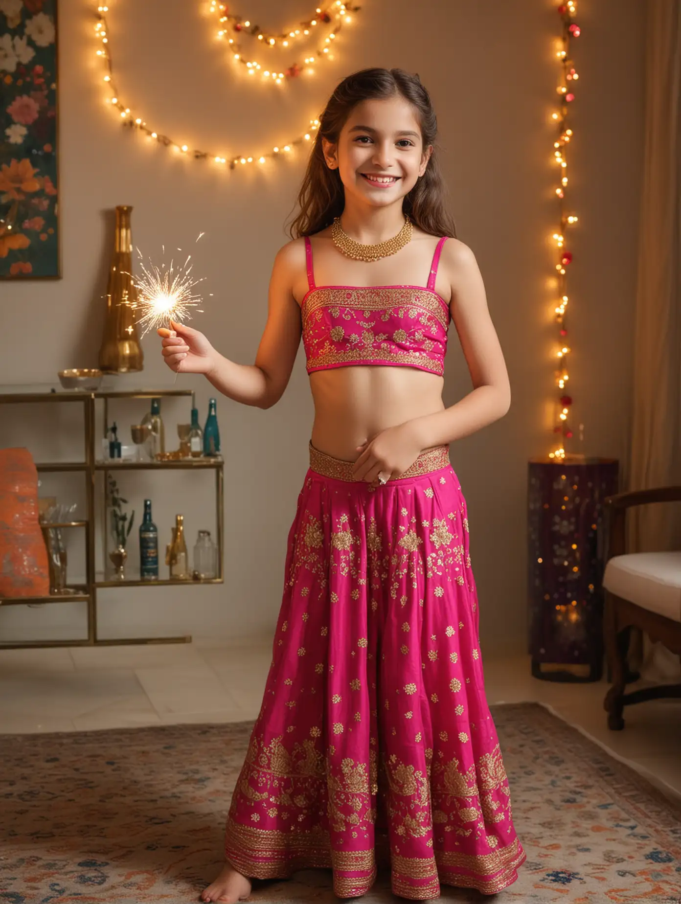 Happy-9YearOld-Girl-Celebrating-Diwali-at-Home