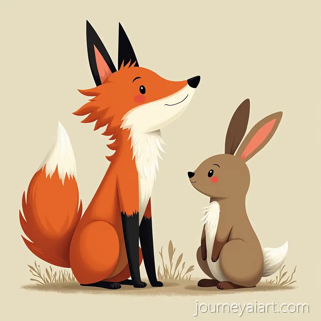 Fox-and-rabbit-imageFox-and-Rabbit-in-a-Peaceful-Forest-Setting